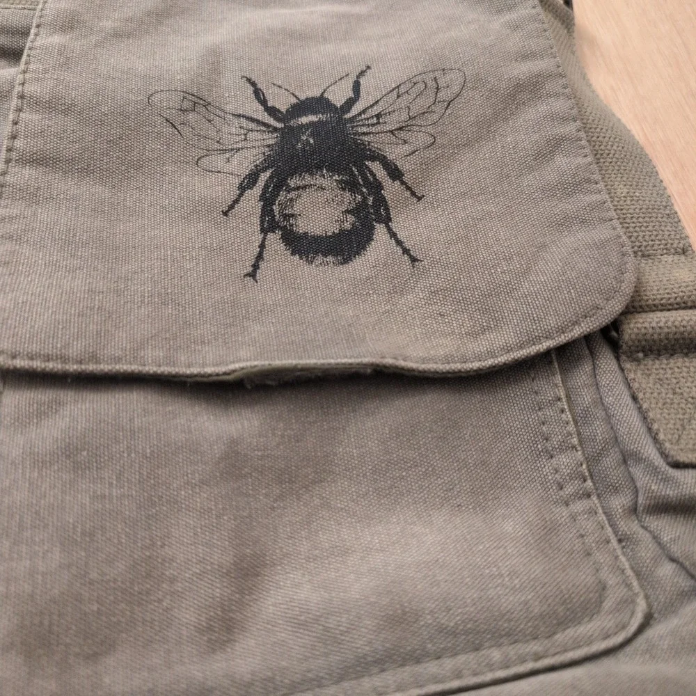 Rothco Canvas Messenger Bag Olive Green Bumblebee Bee Graphic Crossbody Bag